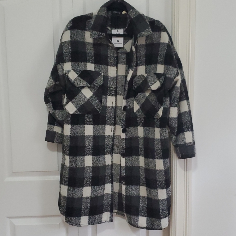 Oversized black plaid jacket